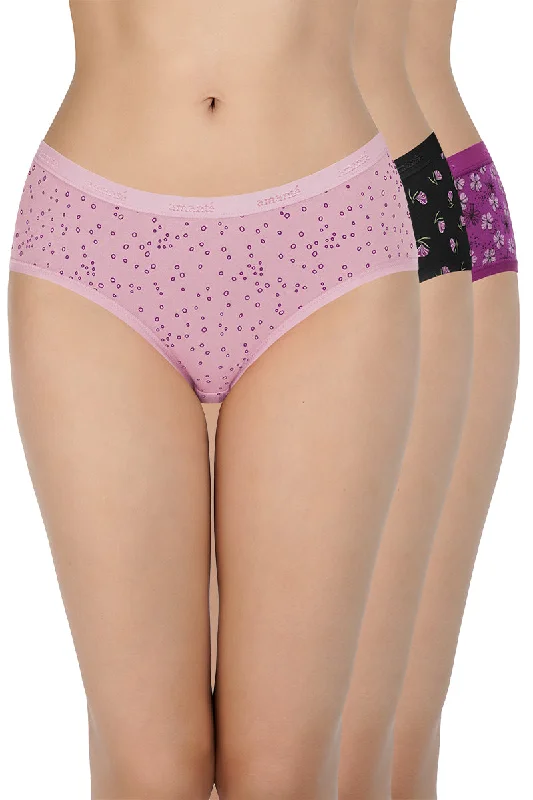 Printed Mid Rise Hipster Panty (Pack of 3)