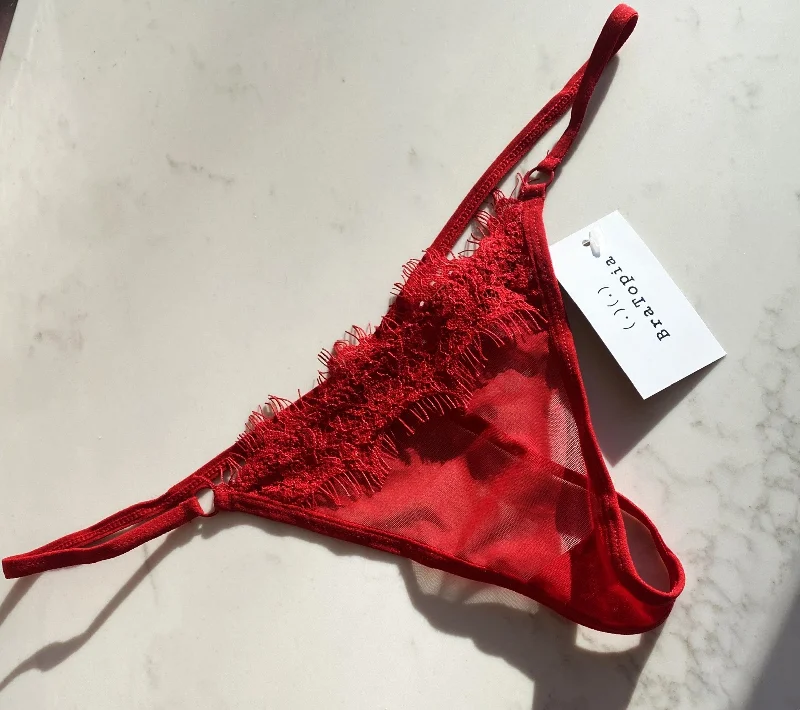 Provence Eyelash Lace Thong In Red- Oh La La Cheri