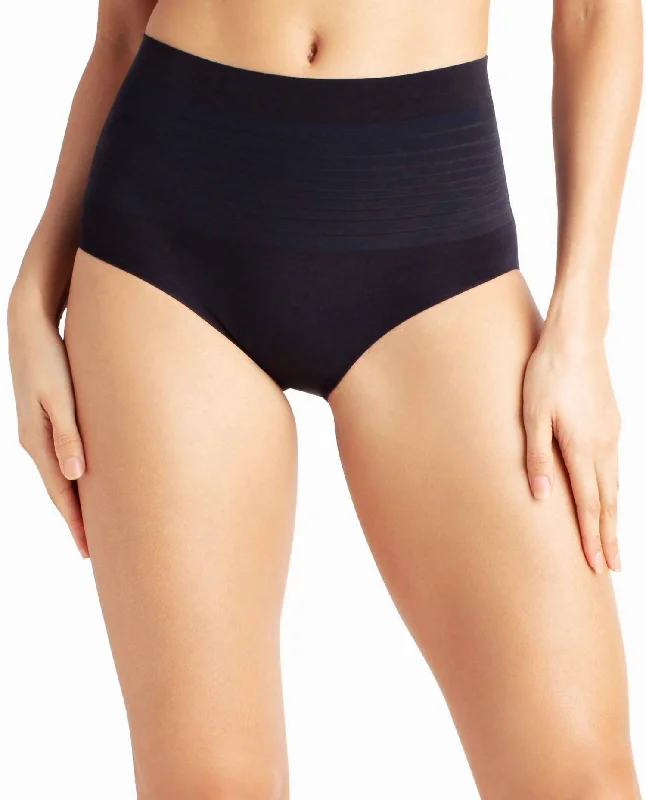 2-Pack Shaping Stripe Laser Briefs In Black And Mineral Blush