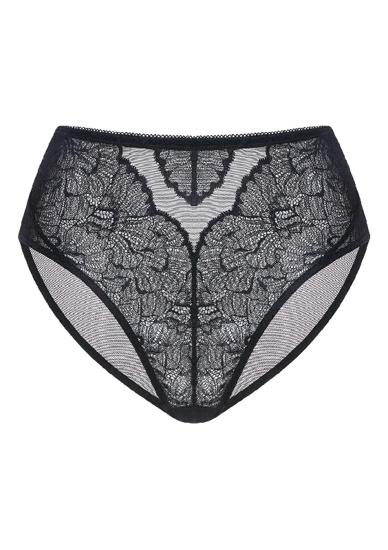 Blossom High-Rise Black Lace Brief Underwear