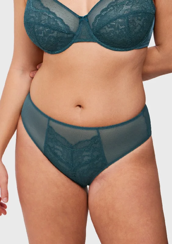 Enchante High-Rise Balsam Blue Lace Brief Underwear