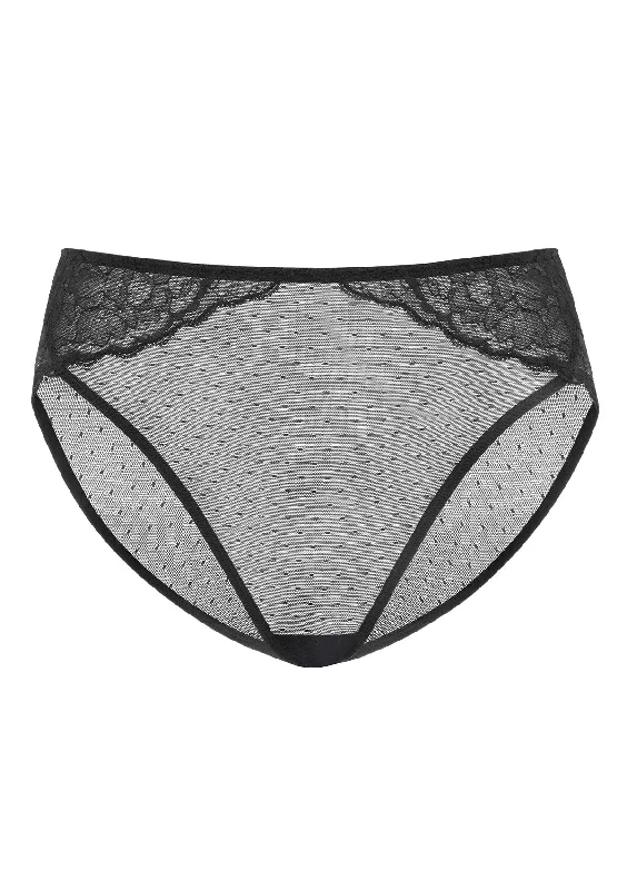 Enchante High-Rise Black Mesh Brief Underwear