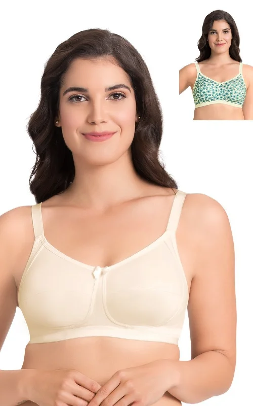 Ultimo Essential Cotton Non-Padded Non-Wired Bra (Pack of 2) - Whtsmke-Whtsmke Pr