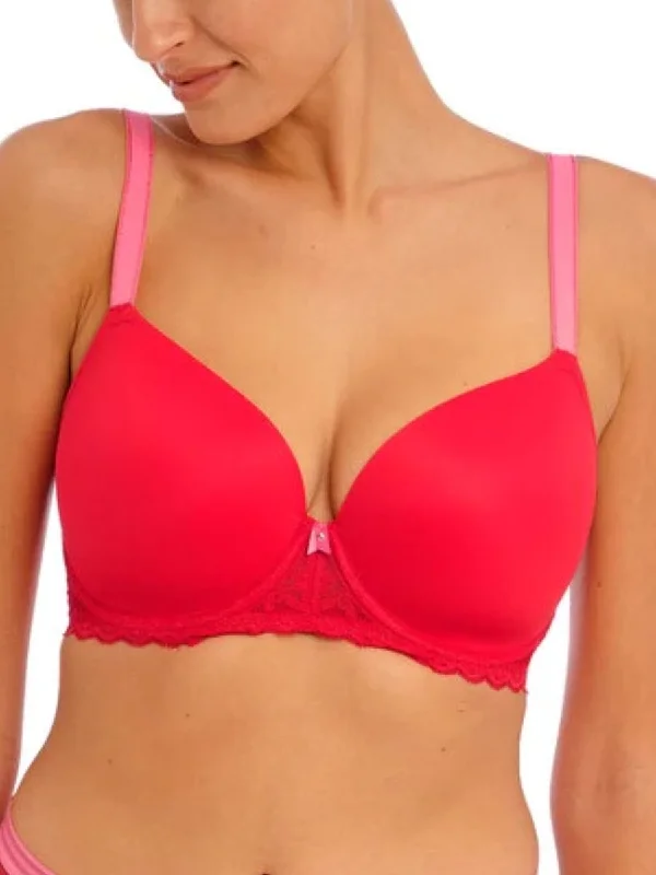 Offbeat Moulded Demi T-Shirt Bra - Chilli Red