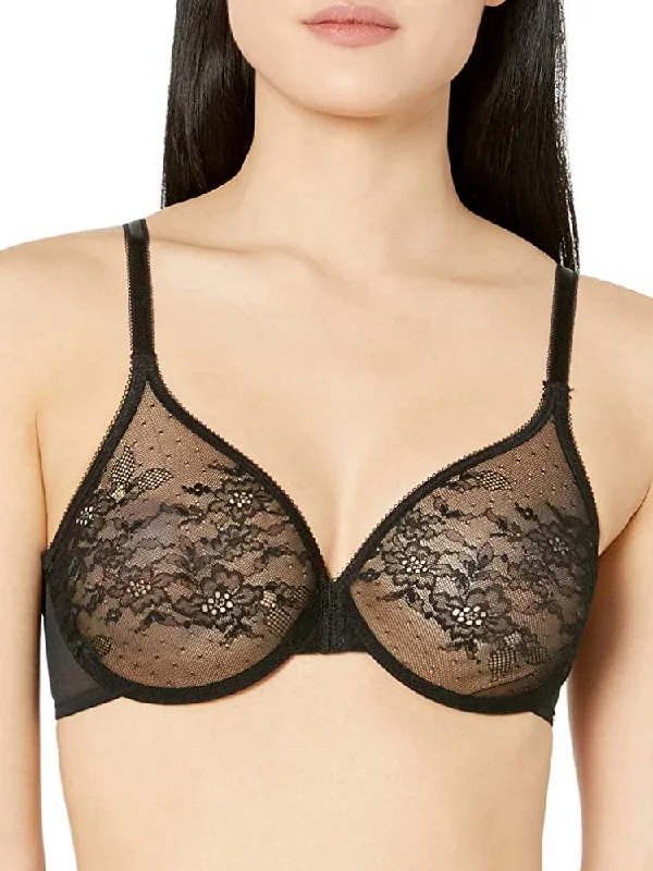 Glossies Lace Sheer Moulded Bra - Black