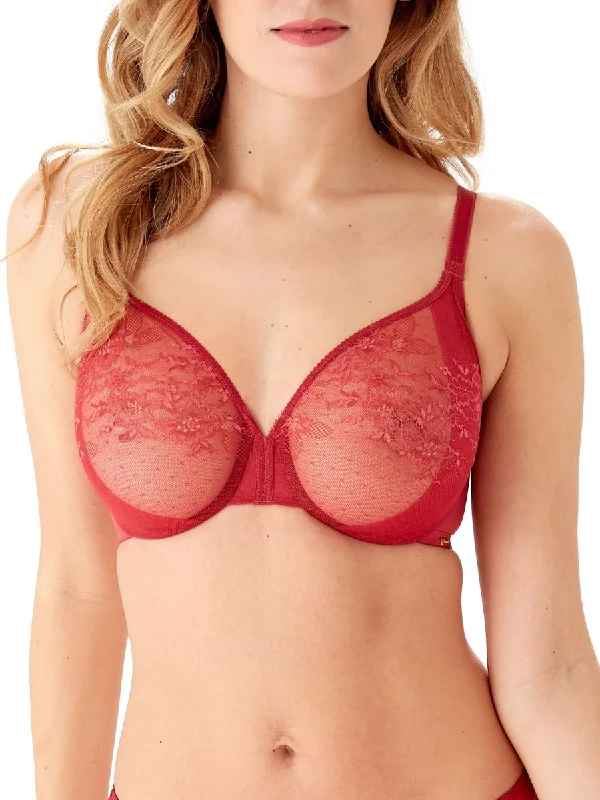 Glossies Lace Sheer Moulded Bra - Raspberry Blush