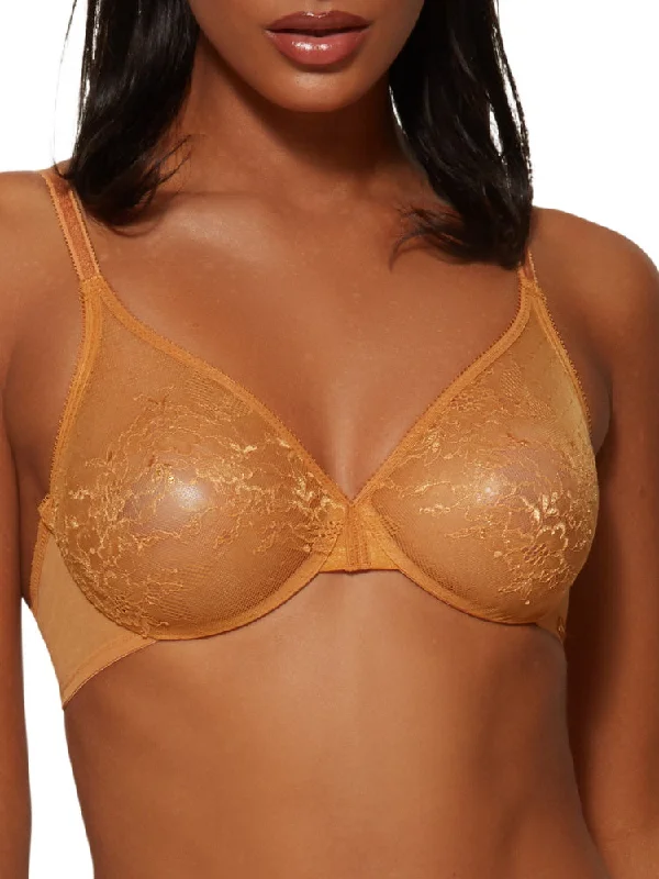 Glossies Lace Sheer Moulded Bra - Spiced Honey