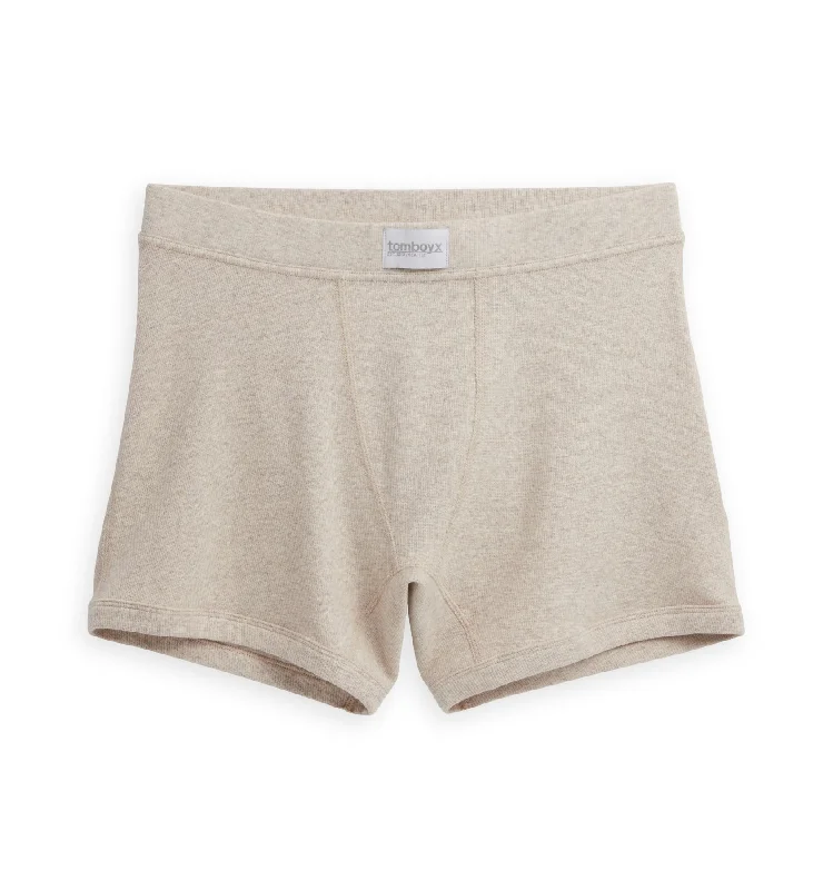 Organic Cotton Rib 4.5" Trunks - Oatmeal