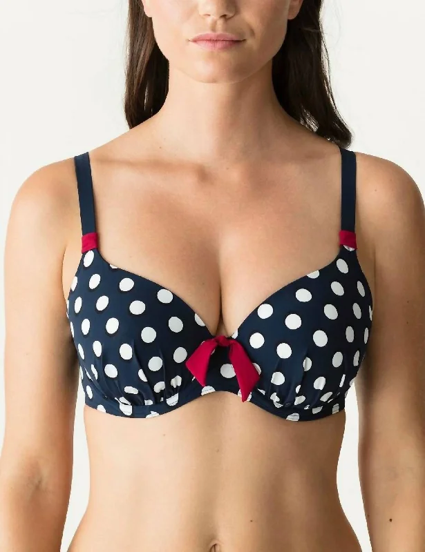 Pop Padded Full Cup Bikini Top In Blue Eclipse