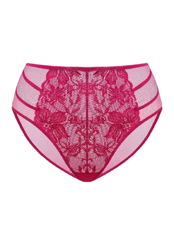 Pretty In Petals Red High-Rise Lace Brief Underwear