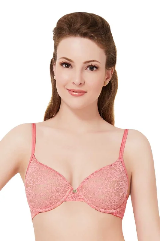 Floral Romance Padded Wired Bra - Sesame-Salmon Rose